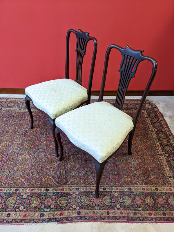 Pair of Antique Mahogany Parlour Chairs / Side Chairs by Christopher Pratt