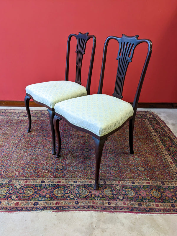 Pair of Antique Mahogany Parlour Chairs / Side Chairs by Christopher Pratt