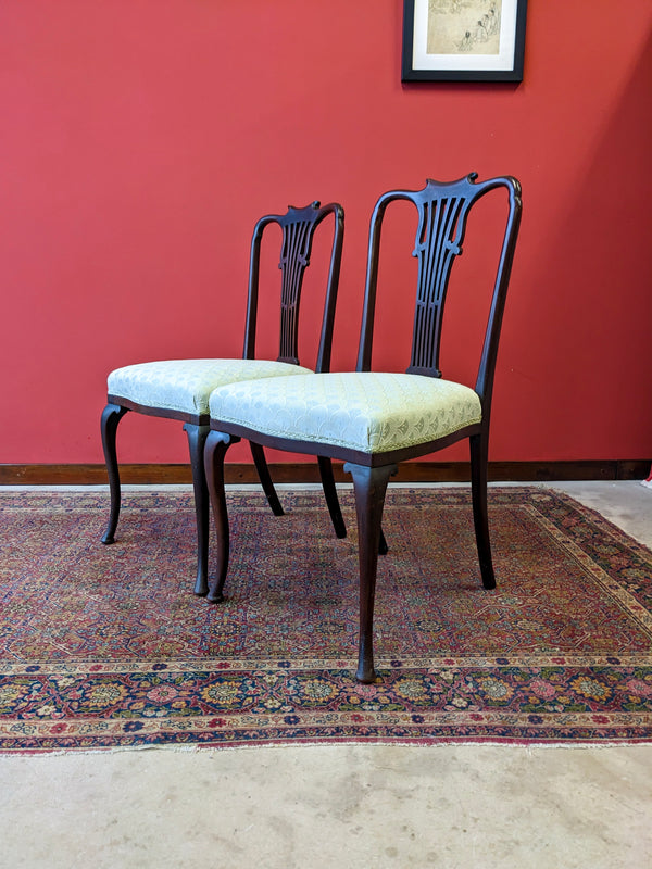 Pair of Antique Mahogany Parlour Chairs / Side Chairs by Christopher Pratt