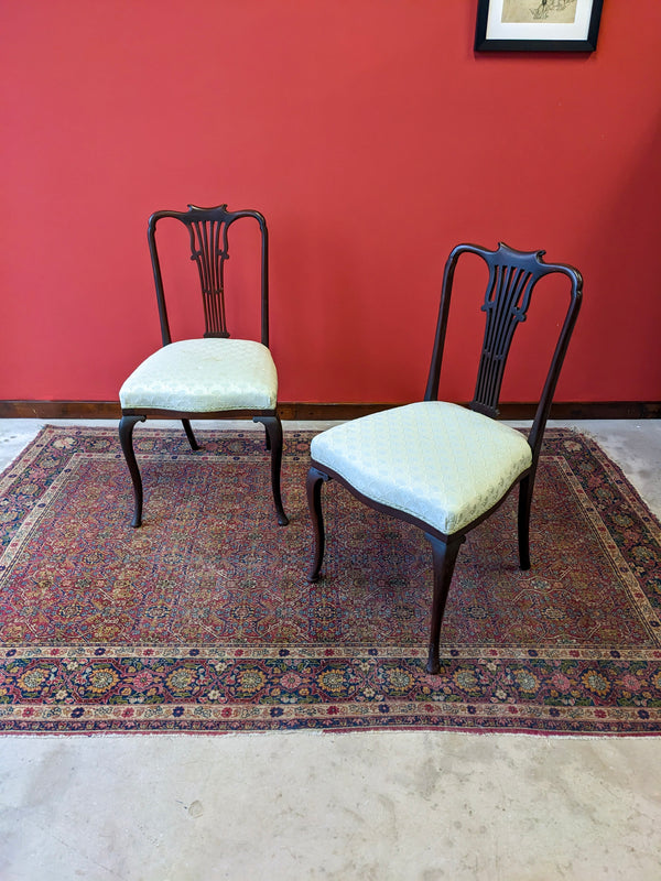 Pair of Antique Mahogany Parlour Chairs / Side Chairs by Christopher Pratt