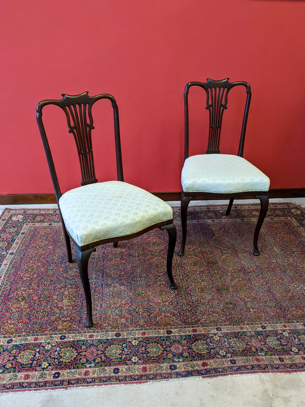 Pair of Antique Mahogany Parlour Chairs / Side Chairs by Christopher Pratt