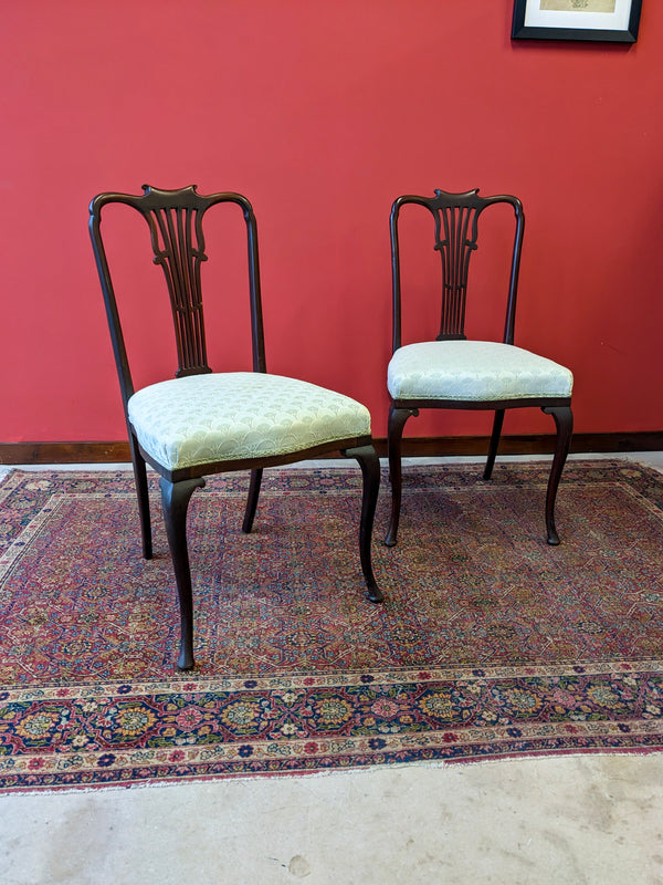 Pair of Antique Mahogany Parlour Chairs / Side Chairs by Christopher Pratt