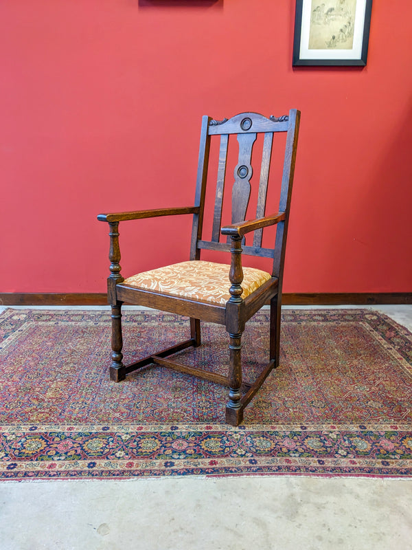 Antique Early 20th Century Oak Throne Chair / Armchair