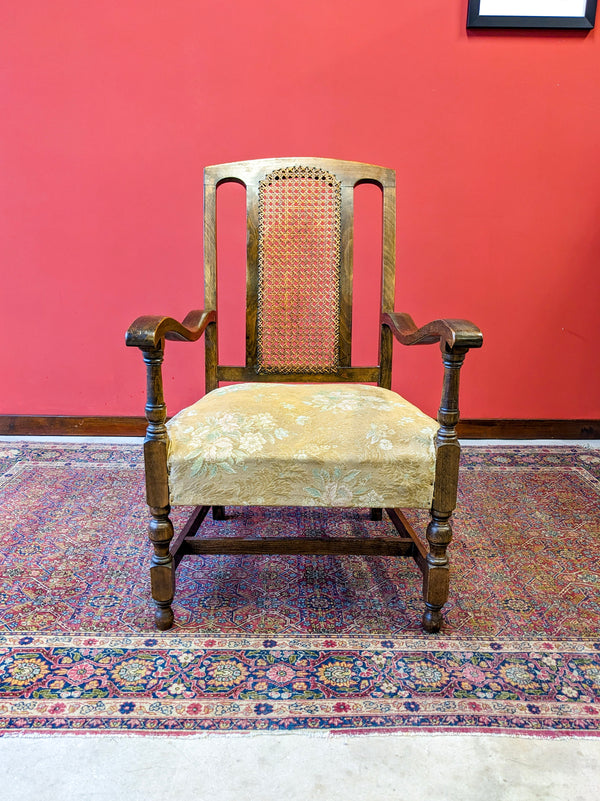 Antique Art Deco Oak Bergere Lounge Chair