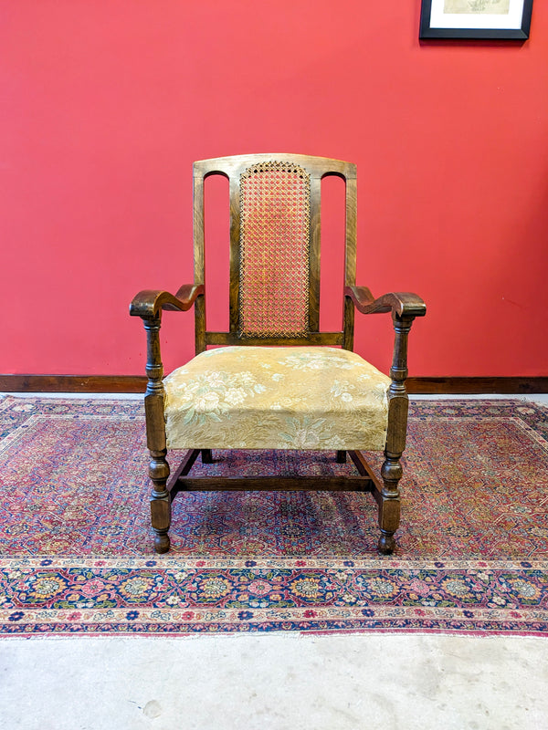 Antique Art Deco Oak Bergere Lounge Chair