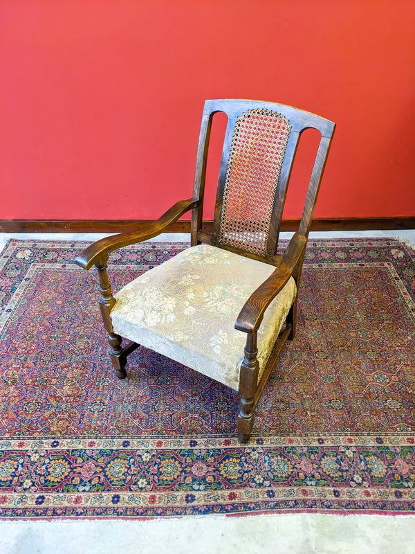 Antique Art Deco Oak Bergere Lounge Chair