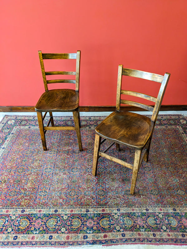 Pair of Antique Arts & Crafts Oak Side Chairs