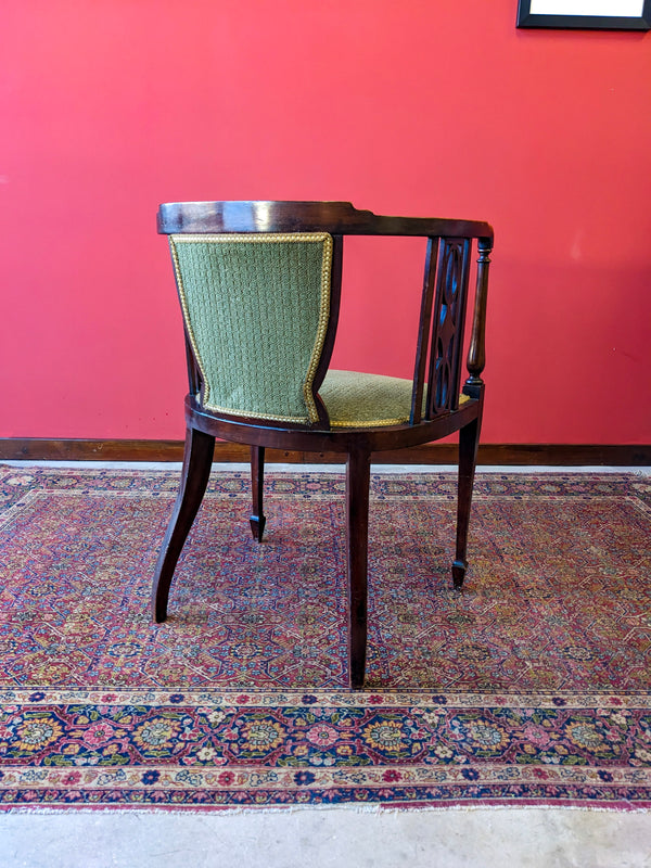 Antique Edwardian Mahogany Inlaid Tub Chair / Armchair