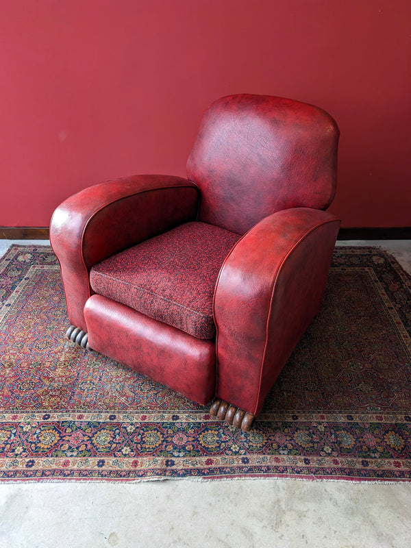 Vintage Art Deco Red Armchair / Club Chair