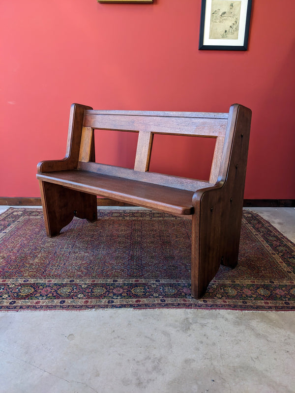 Mid Century Sapele Mahogany Short Church Pew / Hall Bench / Dining Bench