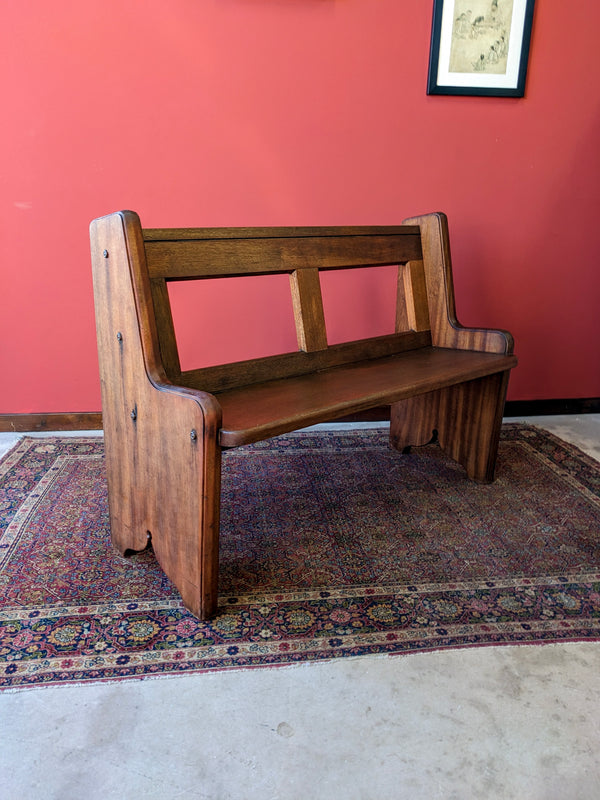 Mid Century Sapele Mahogany Short Church Pew / Hall Bench / Dining Bench