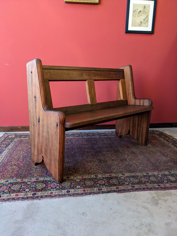 Mid Century Sapele Mahogany Short Church Pew / Hall Bench / Dining Bench