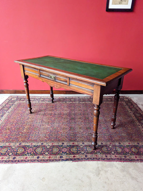 Antique Edwardian Mahogany Leather Topped Writing Table / Desk