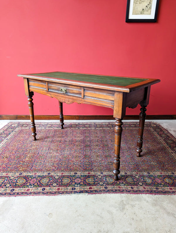 Antique Edwardian Mahogany Leather Topped Writing Table / Desk