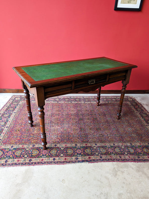 Antique Edwardian Mahogany Leather Topped Writing Table / Desk