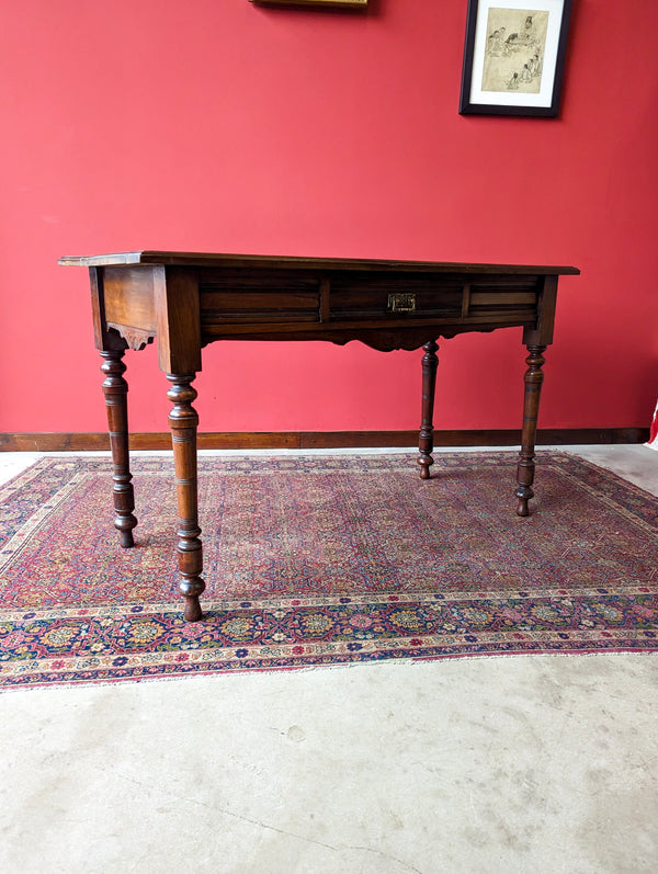 Antique Edwardian Mahogany Leather Topped Writing Table / Desk