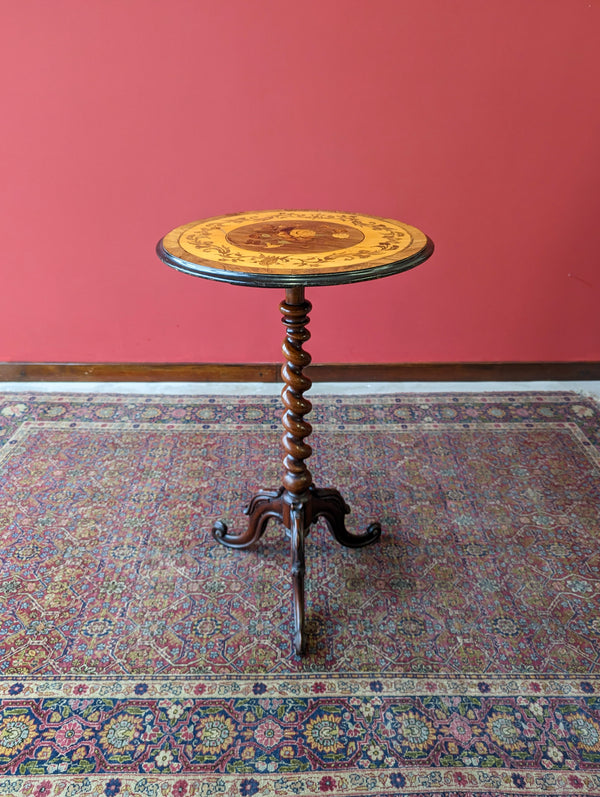 Antique 19th Century Marquetry Inlaid Rosewood Wine Table