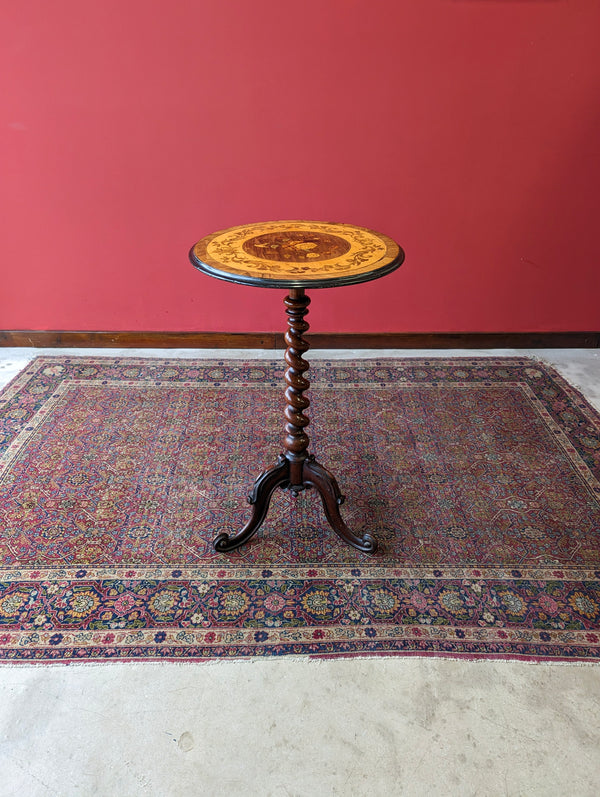 Antique 19th Century Marquetry Inlaid Rosewood Wine Table
