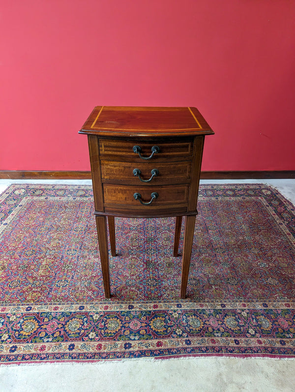 Antique Edwardian Inlaid Mahogany Raised Drawers / Bedside / Hall Table