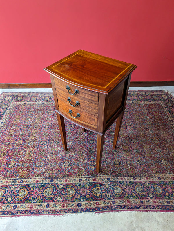 Antique Edwardian Inlaid Mahogany Raised Drawers / Bedside / Hall Table