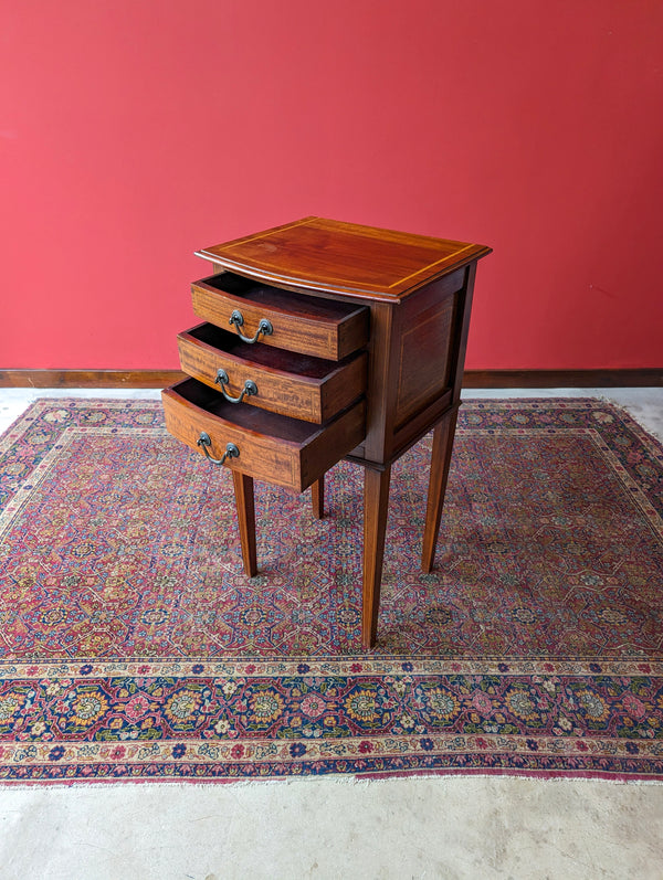 Antique Edwardian Inlaid Mahogany Raised Drawers / Bedside / Hall Table