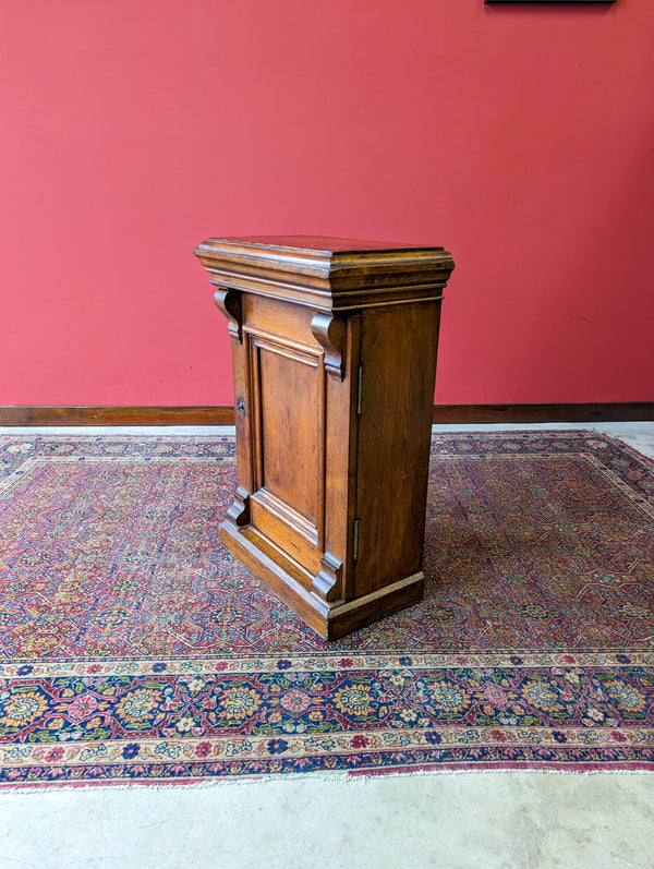Antique Victorian Locking Small Oak Cupboard / Narrow Bedside Table