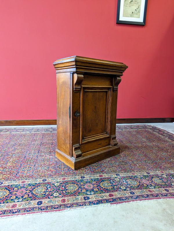 Antique Victorian Locking Small Oak Cupboard / Narrow Bedside Table