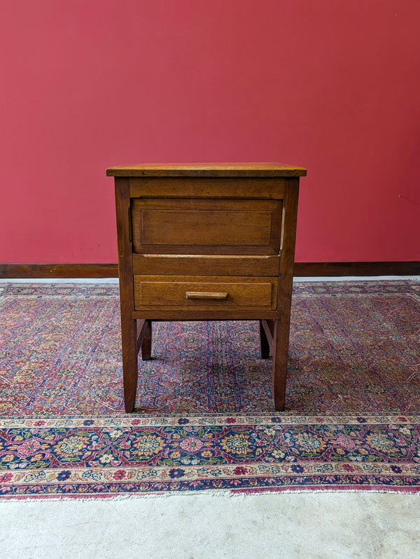 Antique Early 20th Century Golden Oak Sewing Table / Bedside / Hobby Storage