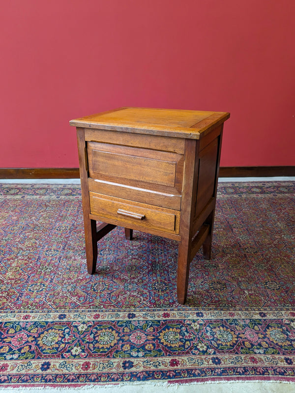 Antique Early 20th Century Golden Oak Sewing Table / Bedside / Hobby Storage