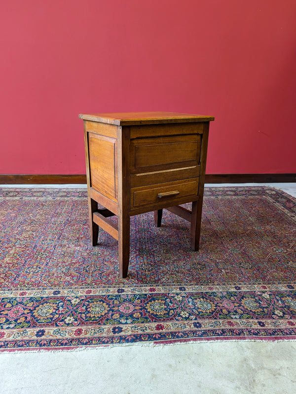 Antique Early 20th Century Golden Oak Sewing Table / Bedside / Hobby Storage