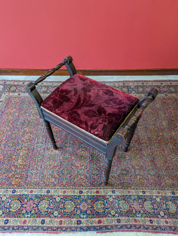 Antique Edwardian Mahogany Piano Stool with Storage