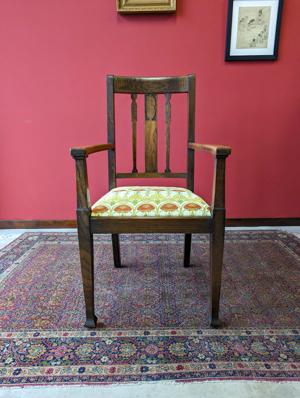 Antique Arts & Crafts Oak Armchair / Elbow Chair / Desk Chair