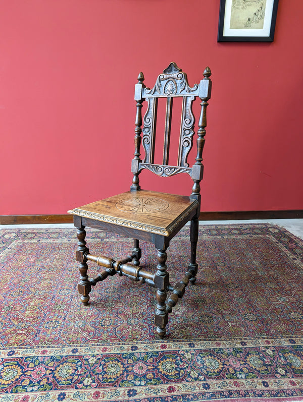 Pair of Antique Carved Oak Side Chairs