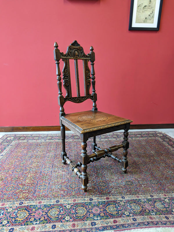 Pair of Antique Carved Oak Side Chairs