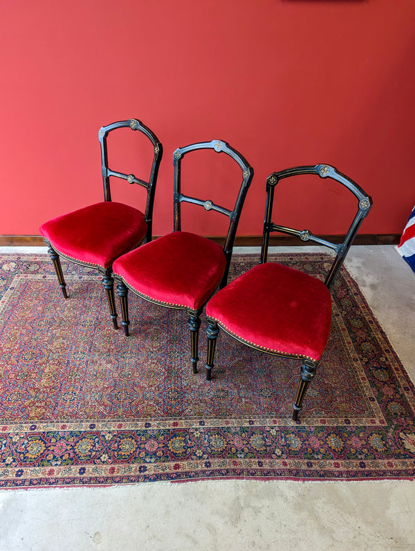 Set of Three Victorian Aesthetic Movement Parlour Chairs
