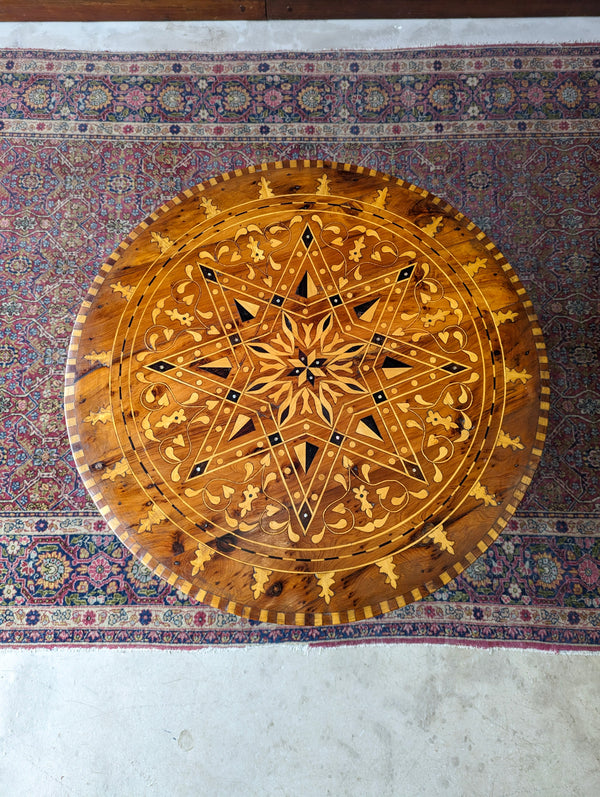 Mid Century African Tribal Folding Inlaid Marquetry Side Table