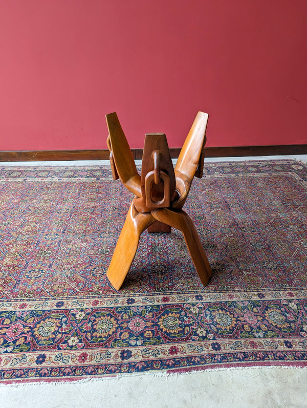 Mid Century African Tribal Folding Inlaid Marquetry Side Table