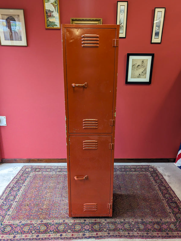 Mid Century Metal Red Painted Steel Locker