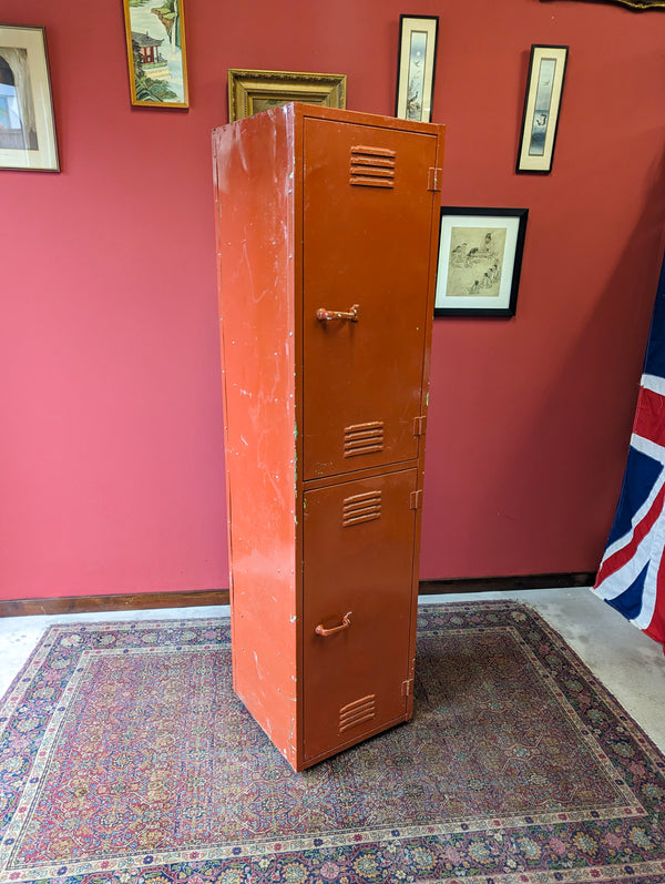 Mid Century Metal Red Painted Steel Locker