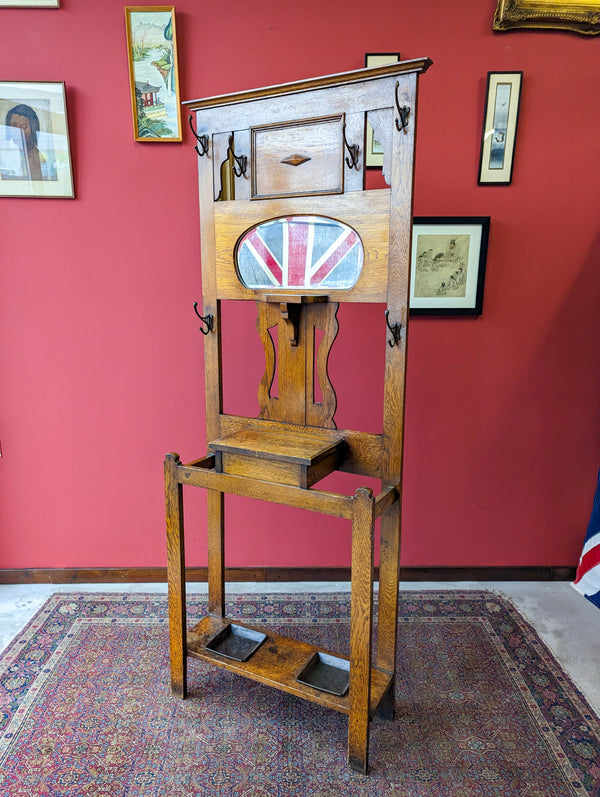 Antique Arts & Crafts Golden Oak Hall Stand Circa 1910