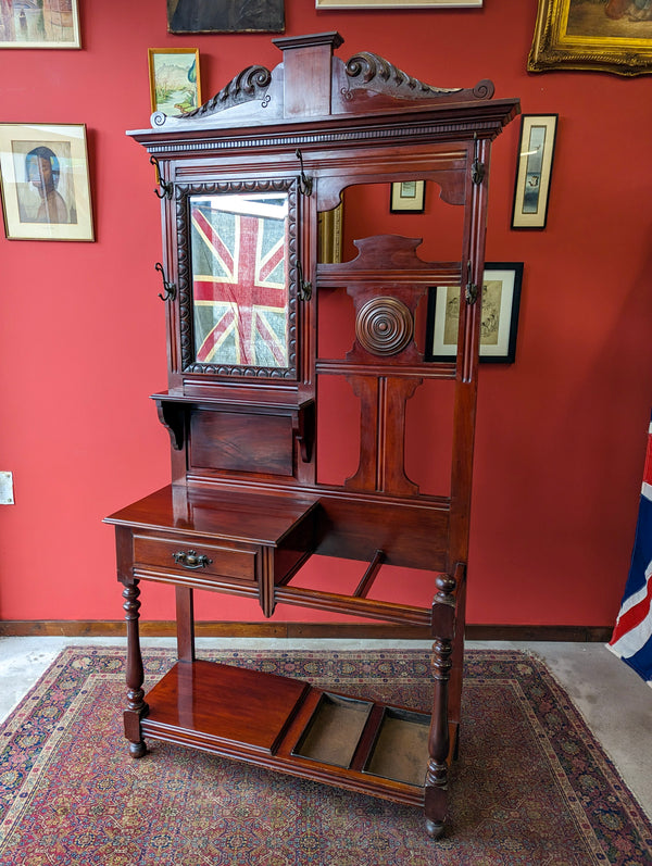 Antique Victorian Mahogany Hall Stand / Coat Rack