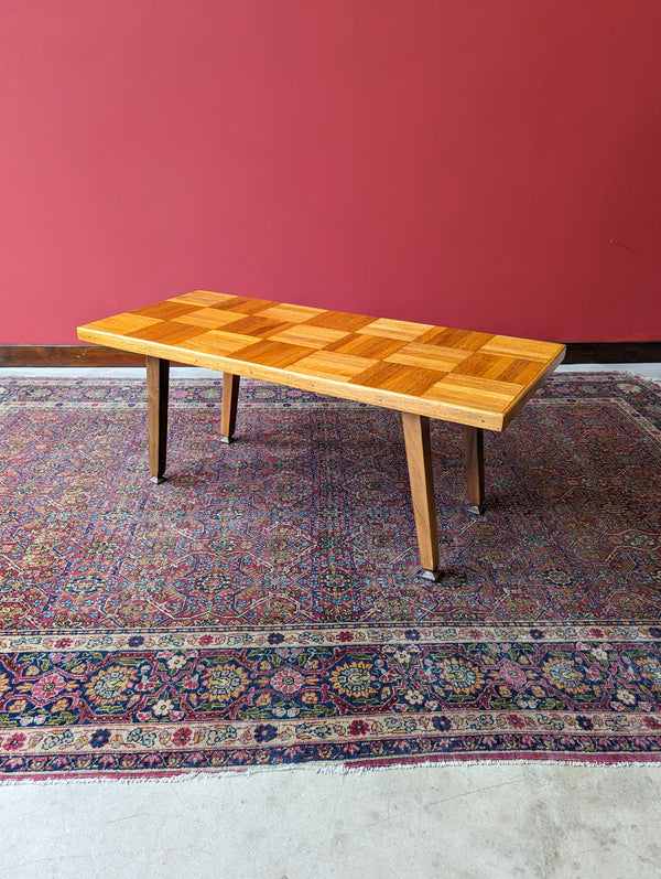 Mid Century Checkerboard Parquet Coffee Table / Side Table