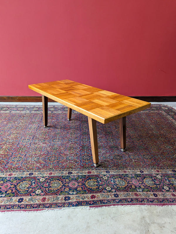 Mid Century Checkerboard Parquet Coffee Table / Side Table