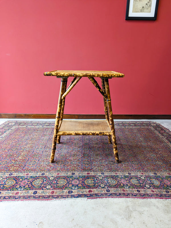 Antique Edwardian Bamboo Two Tier Side Table