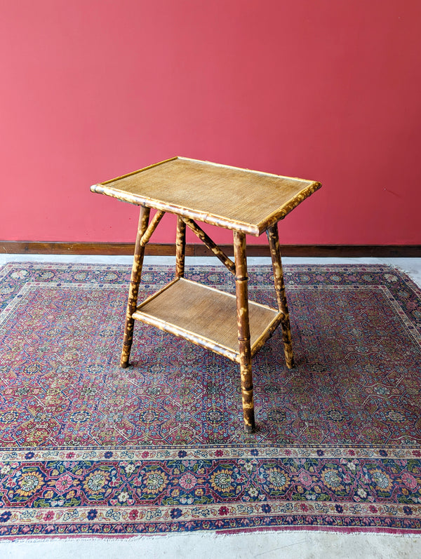 Antique Edwardian Bamboo Two Tier Side Table