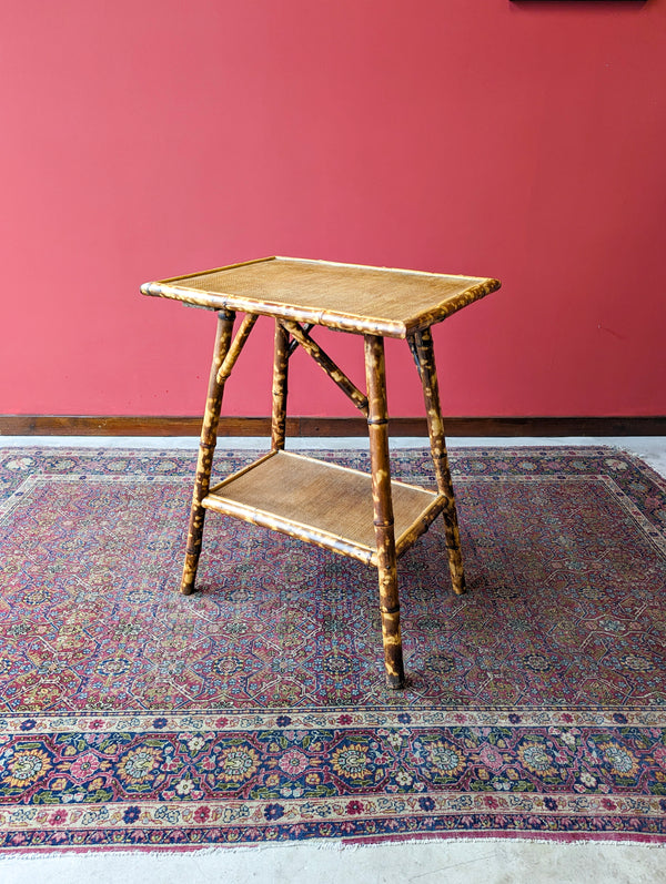 Antique Edwardian Bamboo Two Tier Side Table