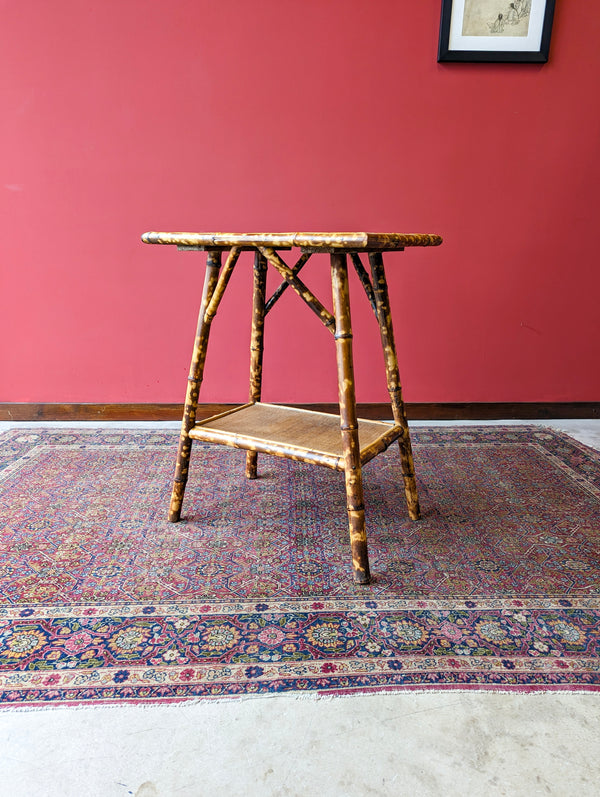 Antique Edwardian Bamboo Two Tier Side Table