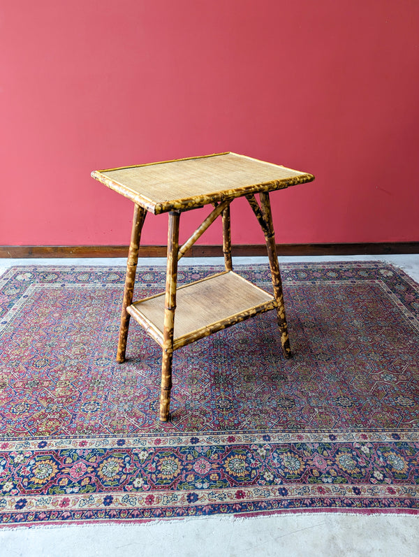 Antique Edwardian Bamboo Two Tier Side Table