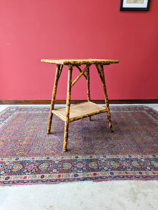 Antique Edwardian Bamboo Two Tier Side Table