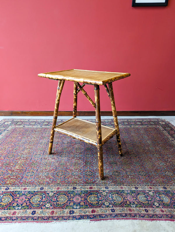 Antique Edwardian Bamboo Two Tier Side Table